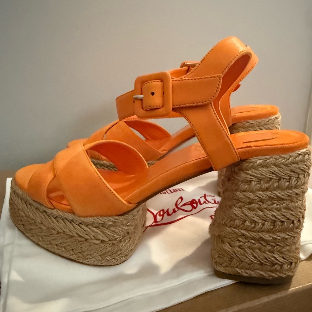 Christian Louboutin Orange Platform Sandals - Picture 5 of 8
